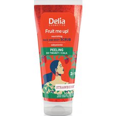 Delia Cosmetics Fruit Me UP pleťový a tělový sprchový peeling JAHODA 200ml