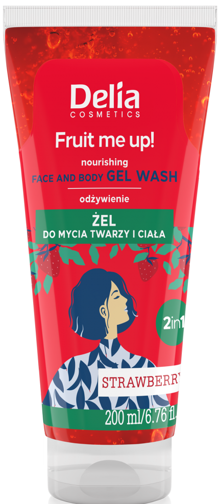 Delia Cosmetics Fruit Me UP 2v1 pleťový a tělový sprchový gel JAHODA 200ml