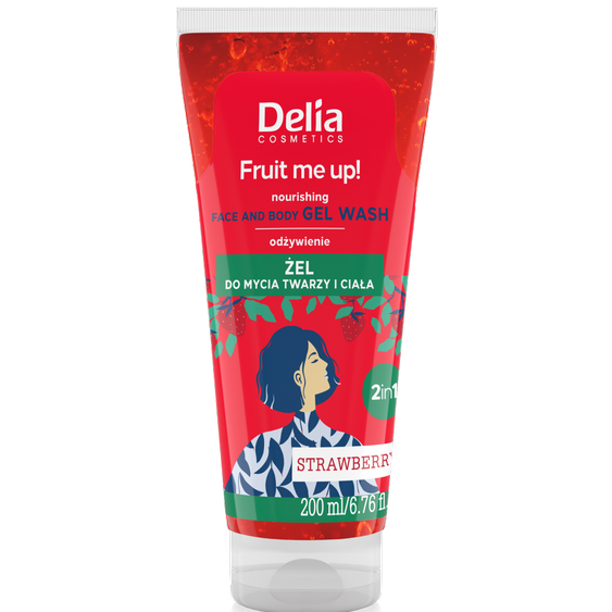 5038 Delia Cosmetics Fruit Me UP 2v1 pleťový a tělový sprchový gel JAHODA 200ml
