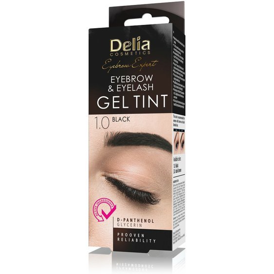 DELIA COSMETICS Eyebrow Expert gelová barva na obočí a řasy černá 15ml 87793