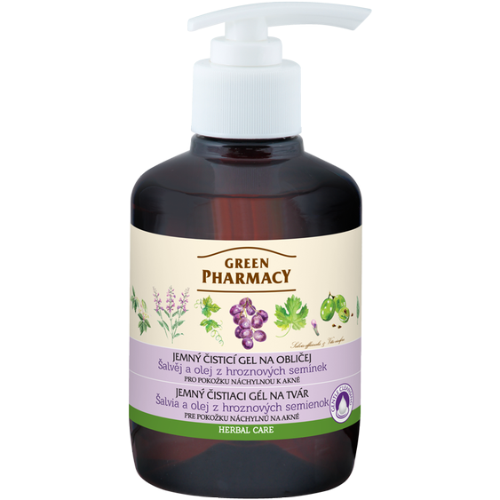 Green Pharmacy Jemný čisticí gel na obličej - Šalvěj a olej z hroznových semínek 270ml 96201