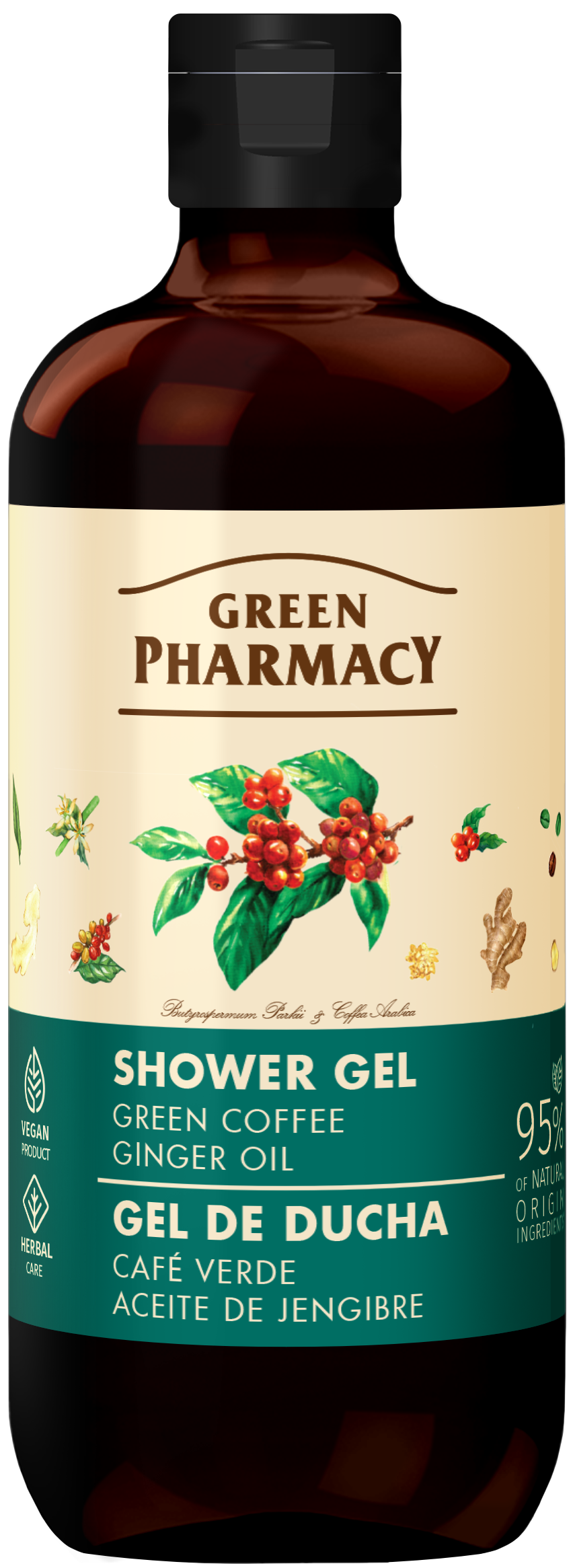 Green Pfarmacy Sprchový gel se zelenou kávou a zázvorovým olejem 500ml