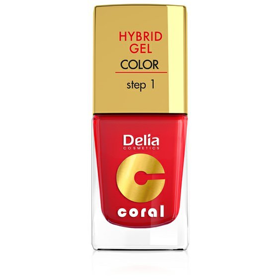 DELIA Hybrid Coral Gel lak 01 červený 11 ml