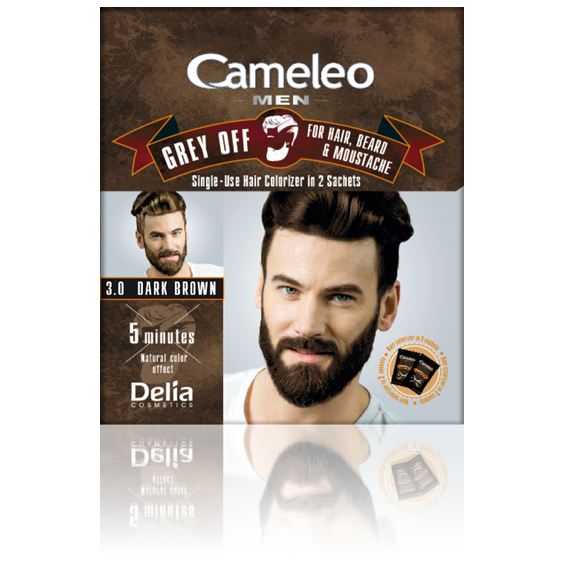 Cameleo Men Grey off barva na vlasy vousy a knír 3.0 Tm. Hnědá 2x15ml 89123