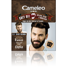 Cameleo Men Grey off barva na vlasy vousy a knír 3.0 Tm. Hnědá 2x15ml