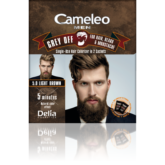 Cameleo Men Grey off barva na vlasy vousy a knír 5.0 Light Brown 2x15ml 89125