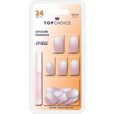 TOP CHOICE umělé nalepovací nehty ombre 24ks +2g pink lepidlo 78019