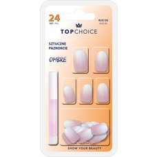 TOP CHOICE umělé nalepovací nehty ombre 24ks +2g pink lepidlo 78026