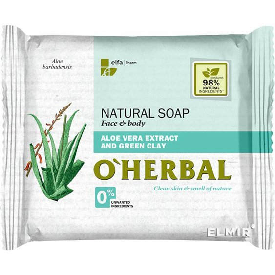 O`Herbal přírodní mýdlo s extraktem Aloe vera a zelenou hlínou 100 g 96099