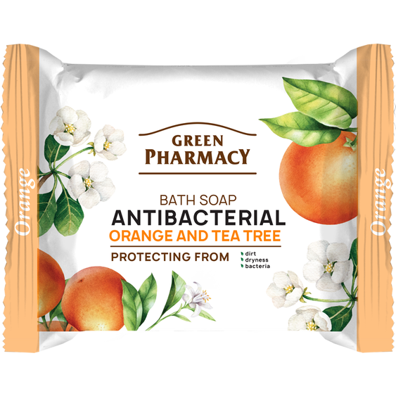 Green Pharmacy Tuhé mýdlo s antibakteriálním účinkem Pomeranč a Čajovník 100g 96720